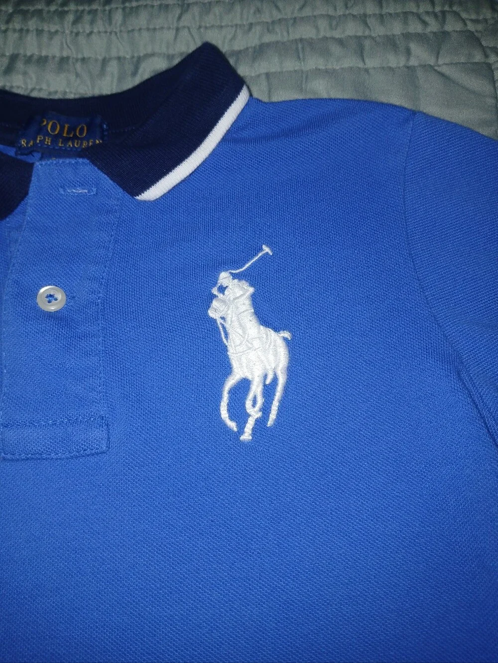 Ralph Lauren Royal Blue Polo with White Pony & Navy Trim